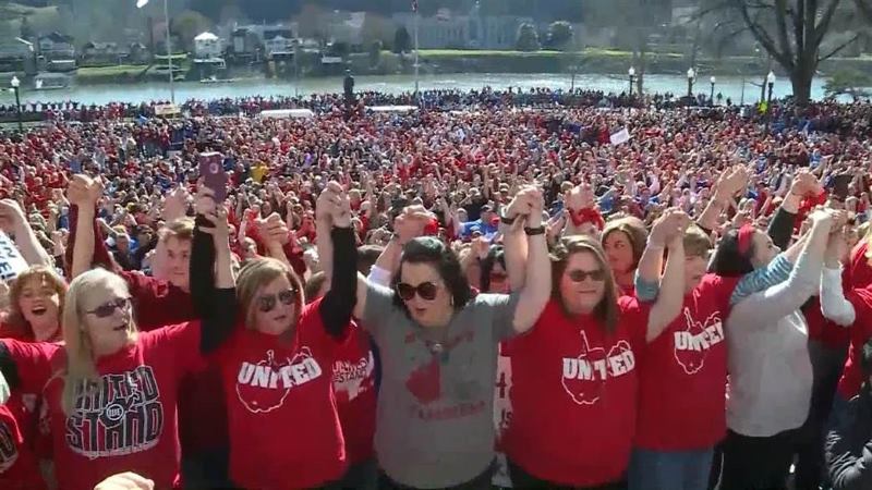image of striking West Virginia teachers rally